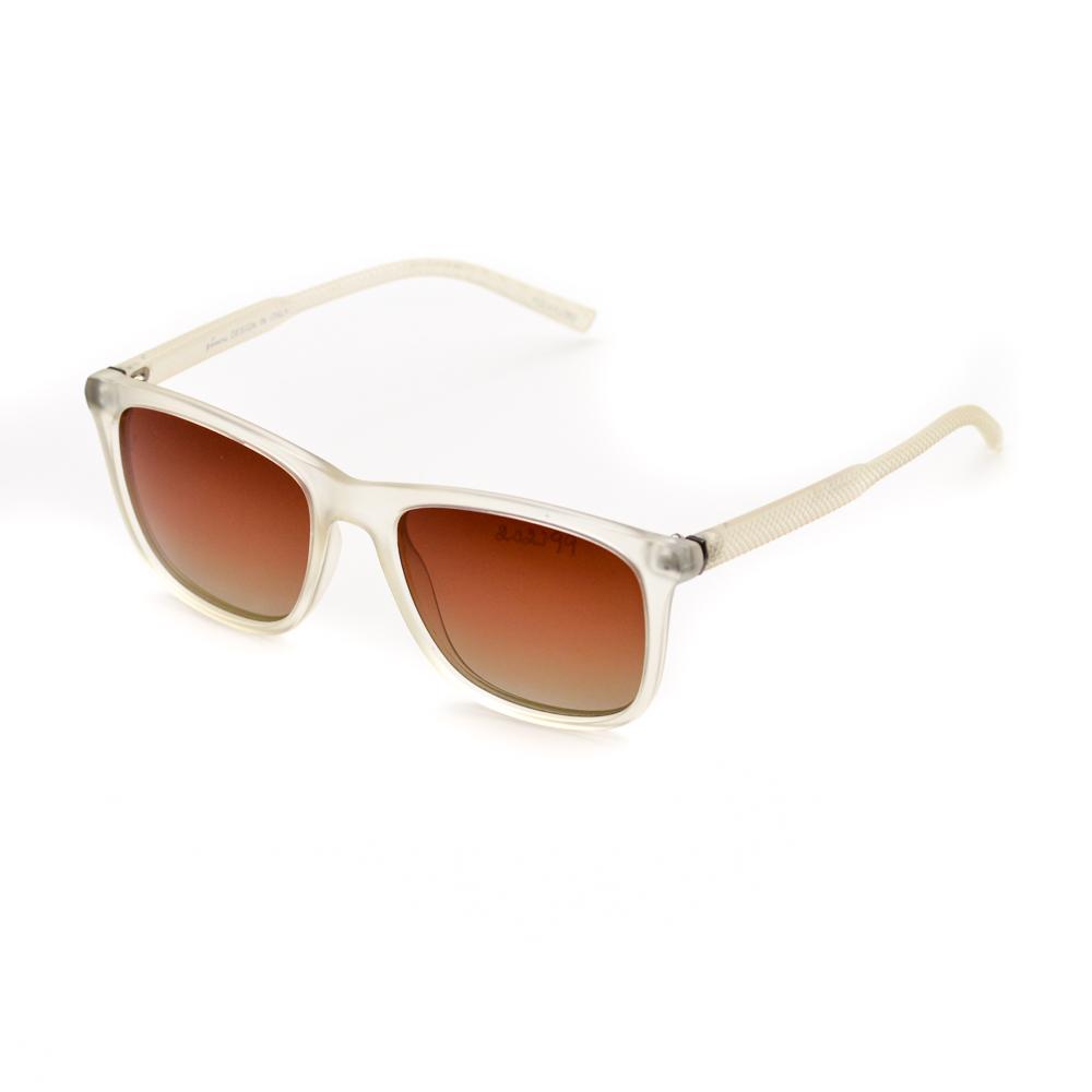 Velocity VC1952PL C8 White and Brown Wayfarer Acetate Polarized Sunglass left view