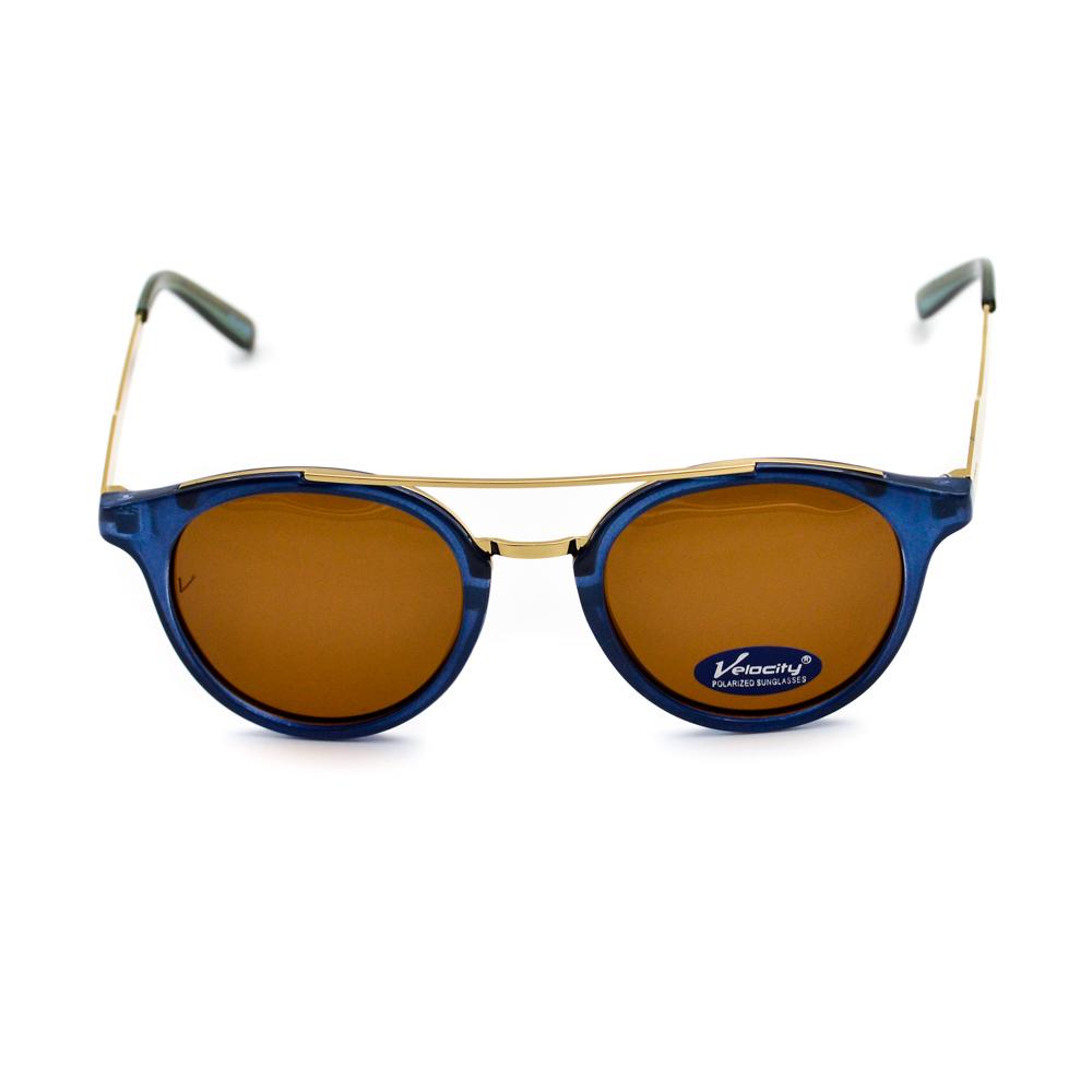 Velocity HA90173 Brown and Blue Metal Polarized Sunglass front view