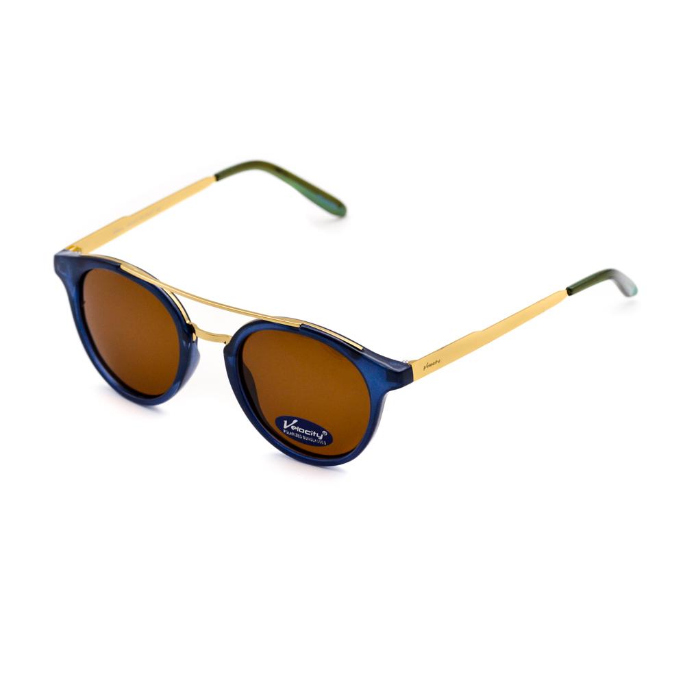 Velocity HA90173 Brown and Blue Metal Polarized Sunglass left view