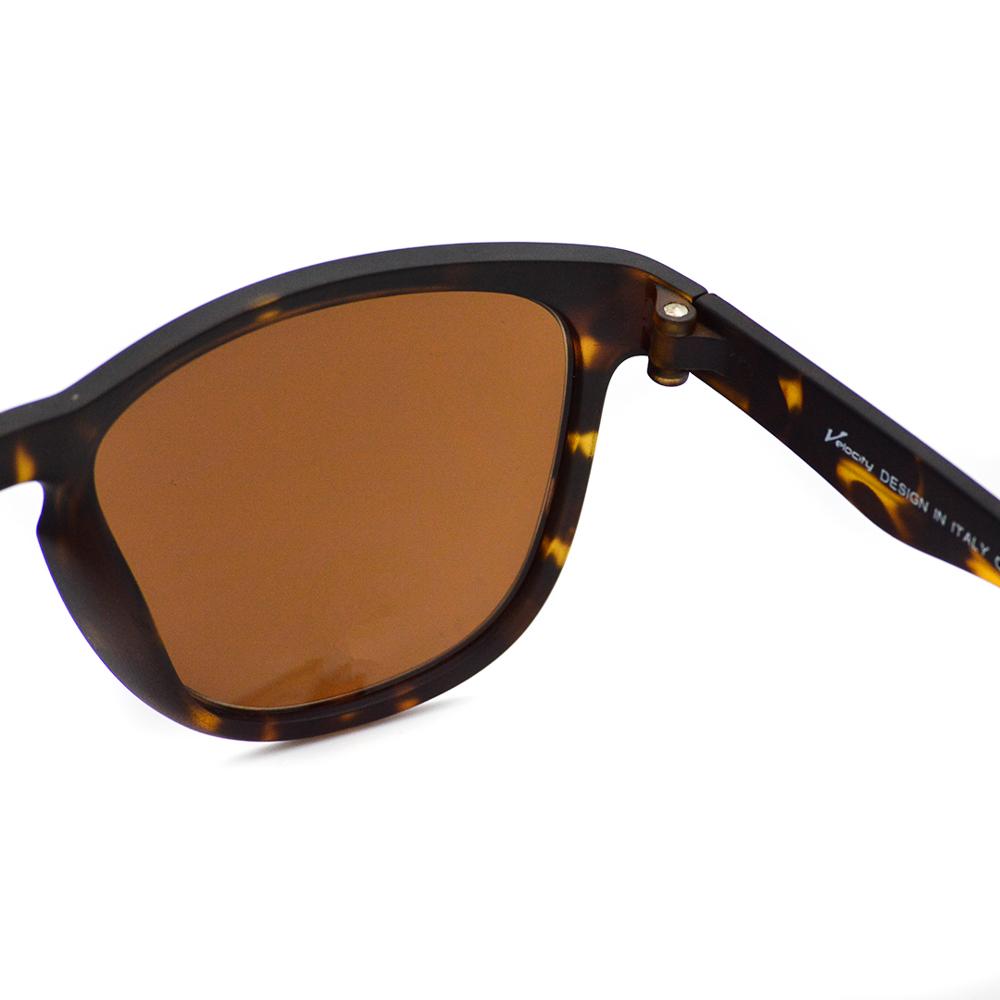 Velocity VC734PC C6 Brown Acetate Wayfarer Polarized Sunglass closeup view