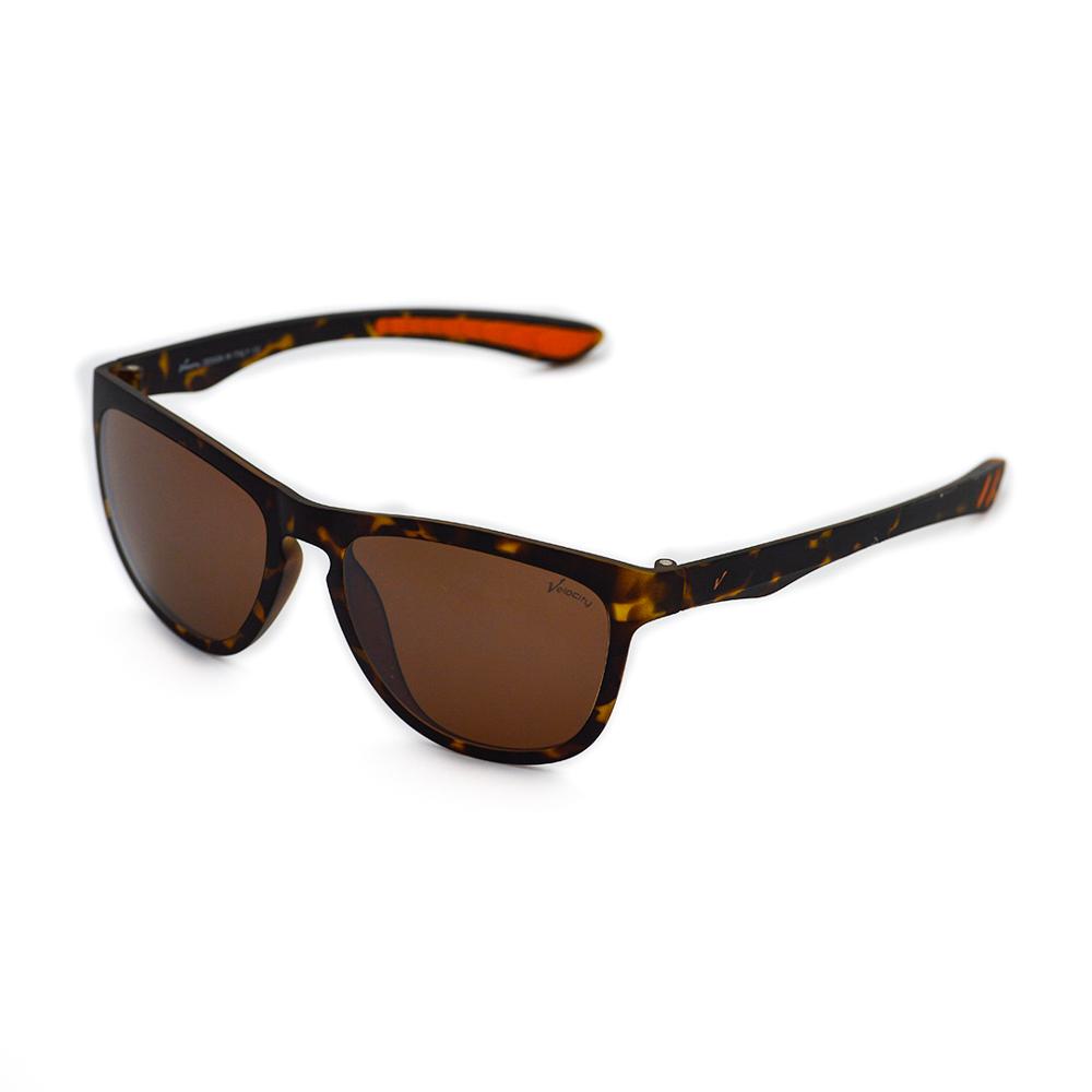 Velocity VC734PC C6 Brown Acetate Wayfarer Polarized Sunglass left view