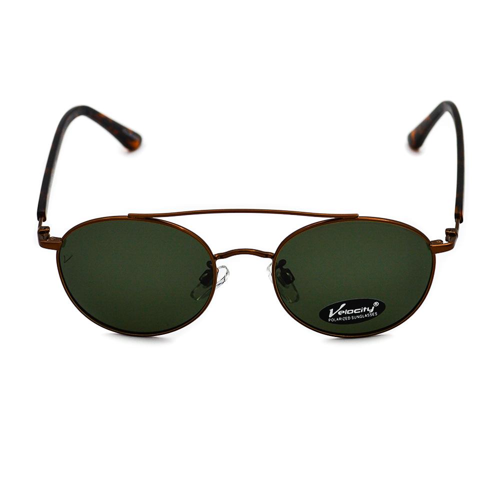 Velocity HA90172 Green and Brown Metal Polarized Sunglass front view