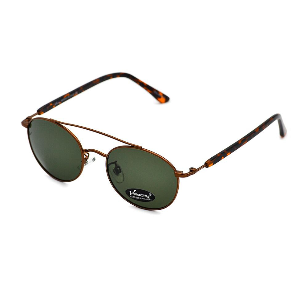 Velocity HA90172 Green and Brown Metal Polarized Sunglass left view