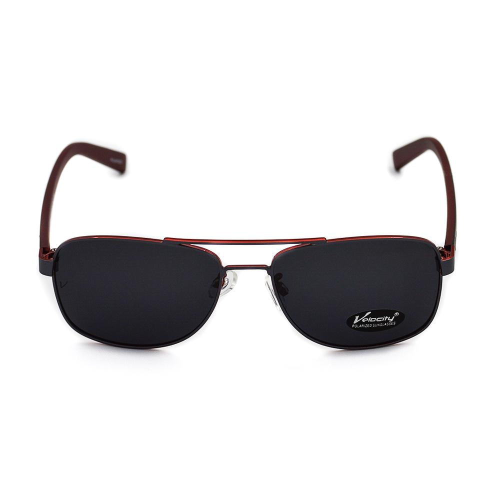 Velocity HA90153 Black and Red Metal Polarized Sunglass front view