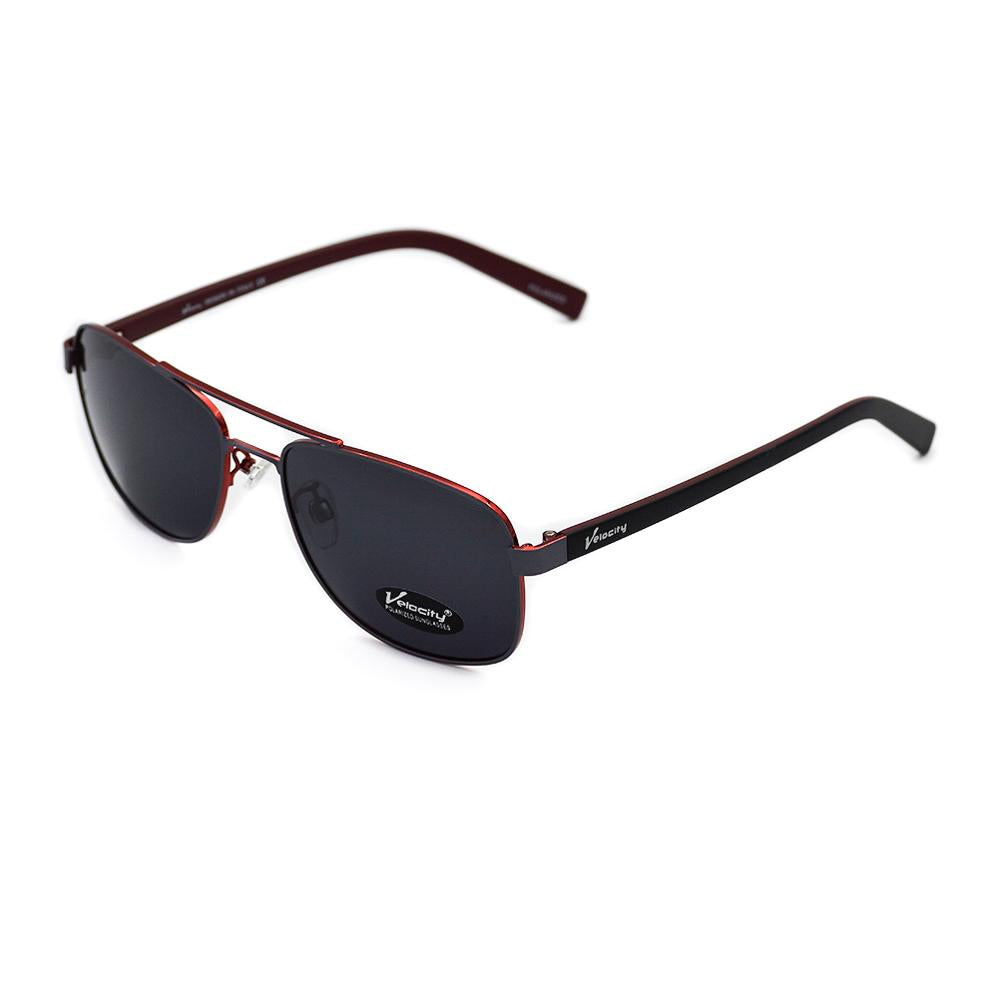 Velocity HA90153 Black and Red Metal Polarized Sunglass left view