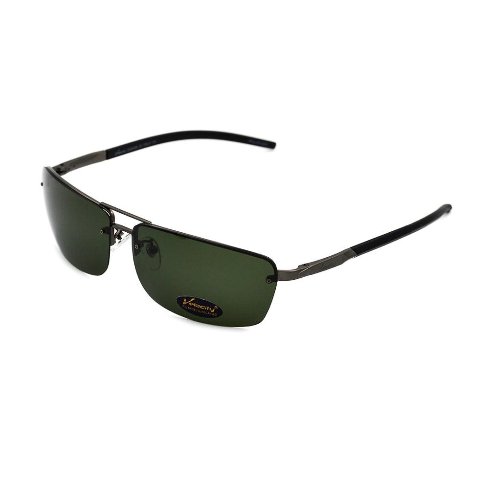 Velocity HA90539 Green and Gunmetal Rimless Polarized Sunglass left view