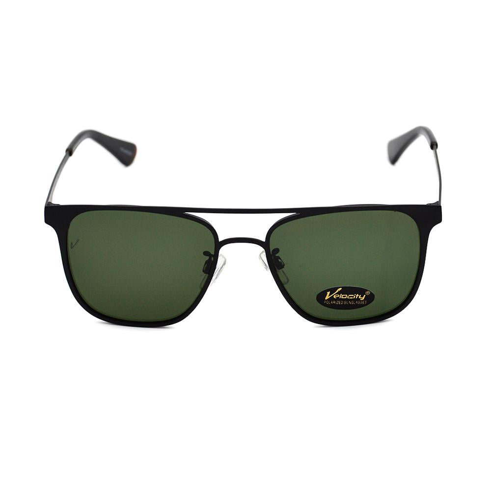 Velocity HA90525 Black and Green Wayfarer Metal Polarized Sunglass front view