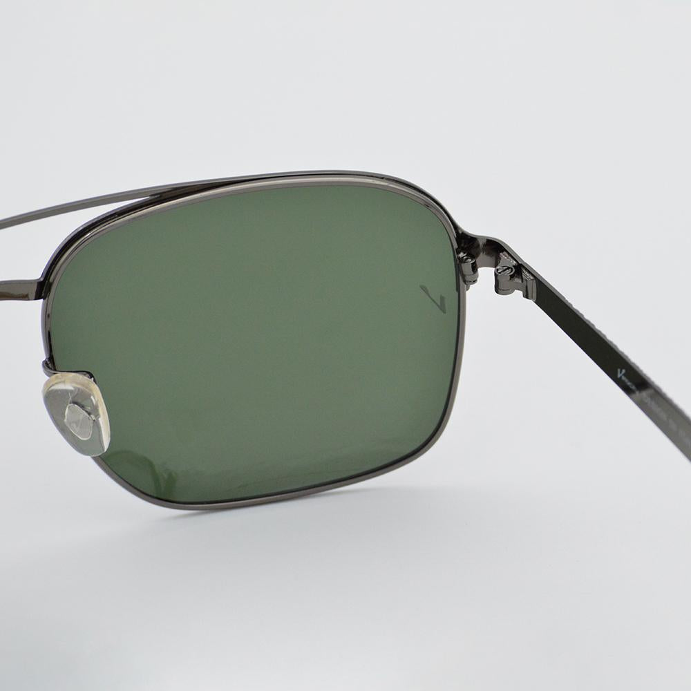 Velocity HA90526 Black and Green Metal Polarized Sunglass closeup view