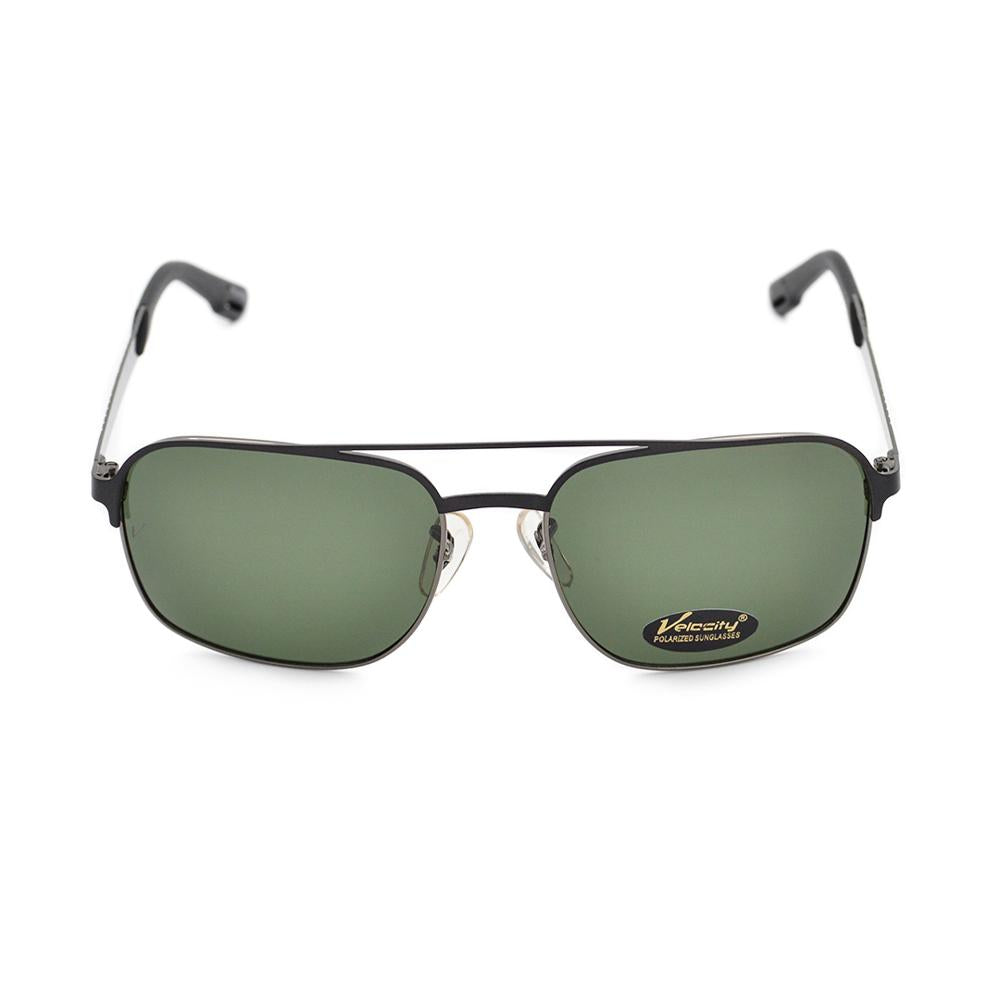 Velocity HA90526 Black and Green Metal Polarized Sunglass front view