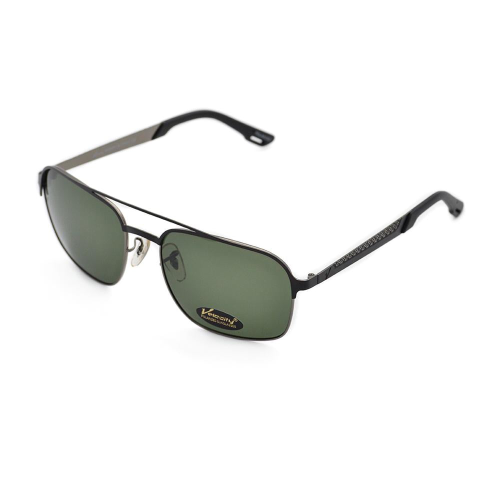 Velocity HA90526 Black and Green Metal Polarized Sunglass left view