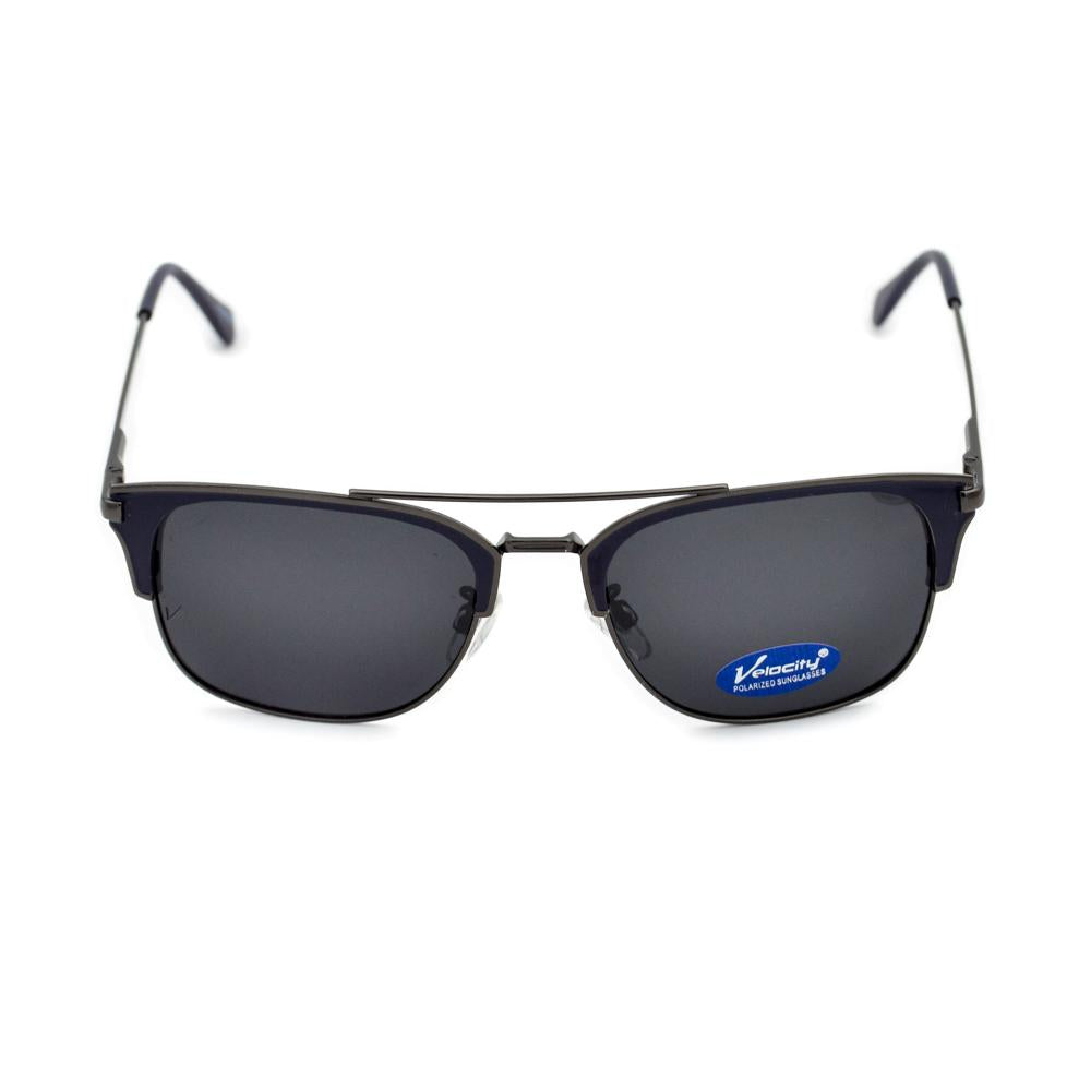 Velocity HA90180 Black and Blue Wayfarer Metal Polarized Sunglass front view