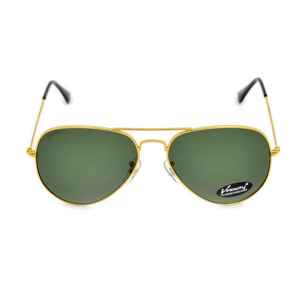 Velocity VC5120PL M3K Gold & Green Metal Aviator Polarized Sunglass left view