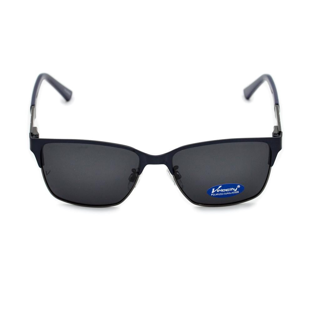 Velocity HA90268 Black and Blue Wayfarer Metal Polarized Sunglass front view