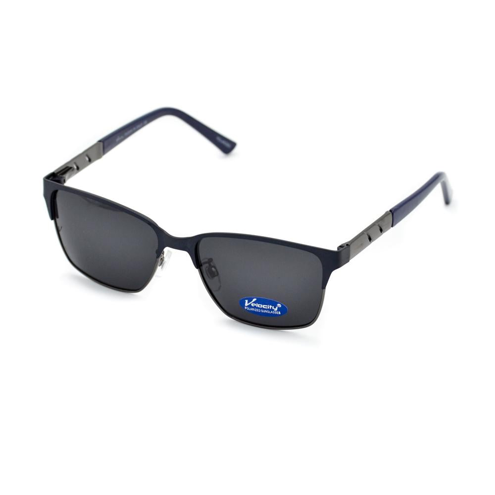 Velocity HA90268 Black and Blue Wayfarer Metal Polarized Sunglass left view