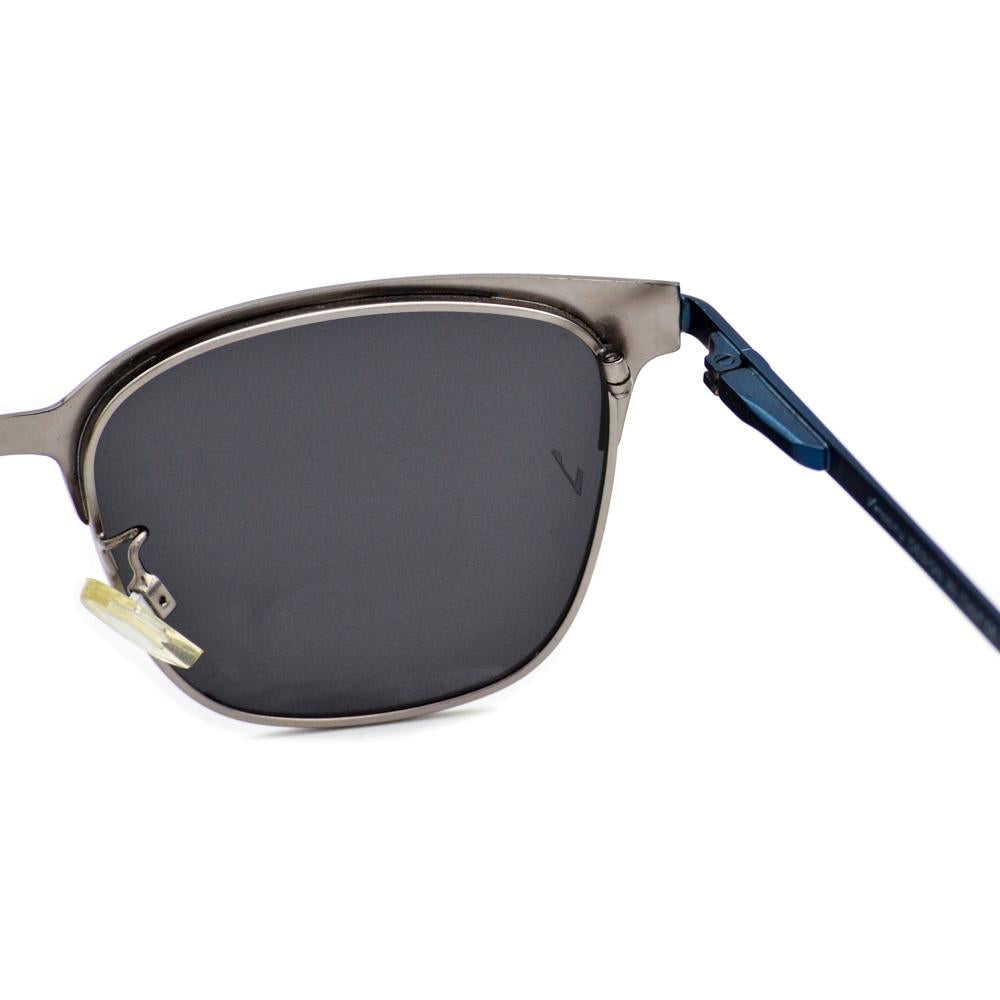 Velocity HA90531 Black and Blue Wayfarer Metal Polarized Sunglass closeup view